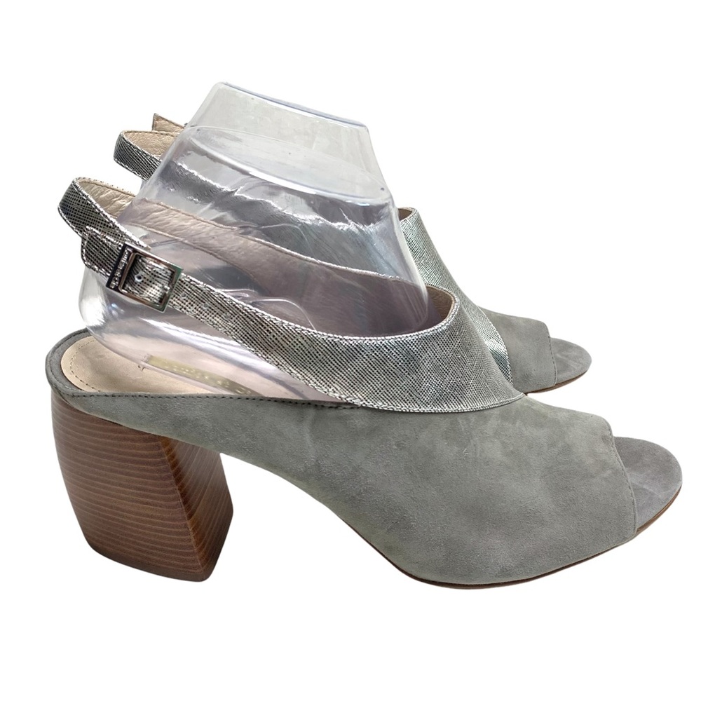 LOUISE ET CIE Keall Gray Silver Slingback Block Heel Sandal Women’s 10